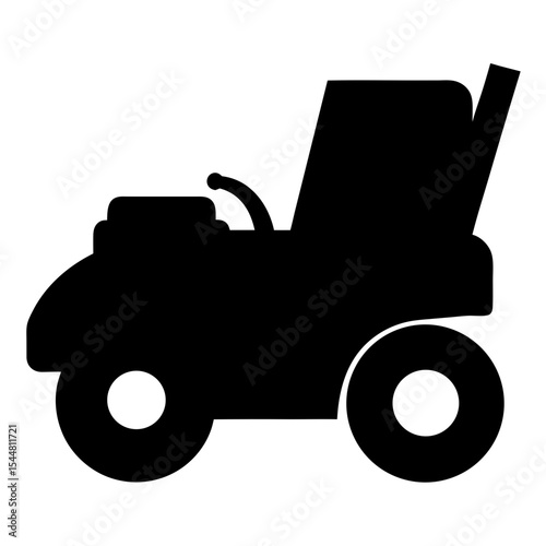 Simple Black Silhouette Illustration of a Riding Lawn Mower on White