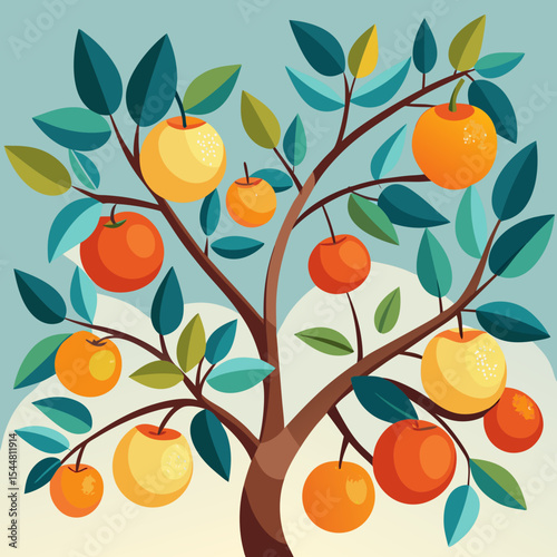 vector illustration of an orange tree