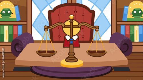 Professional legal scene over vintage wooden table background vector illustration 
