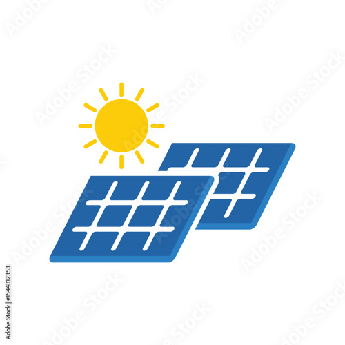 Solar Panel Sun Icon Vector Renewable Energy Green Power Electricity Symbol