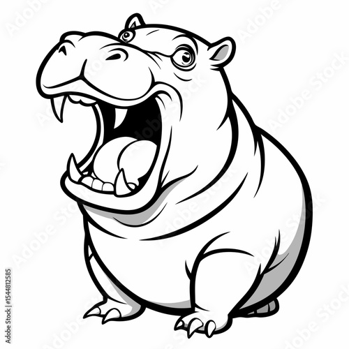 illustration of cartoon hippopotamus