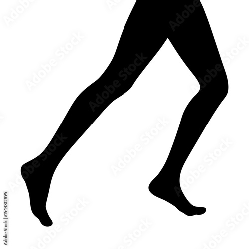 Silhouette of legs in motion, running or walking with black shape