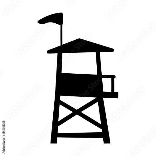 Lifeguard tower silhouette against a white background, providing a symbol of safety