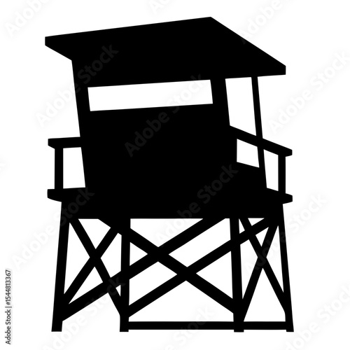 Black silhouette of lifeguard tower providing safety and surveillance on beaches