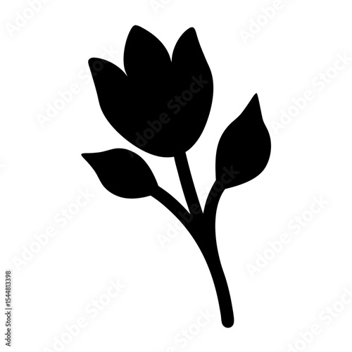 Elegant Black and White Floral Illustration with Simple Artistic Design Elements