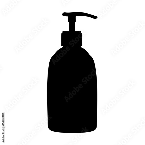Elegant silhouette of a dispenser bottle with pump for toiletries or sanitizer