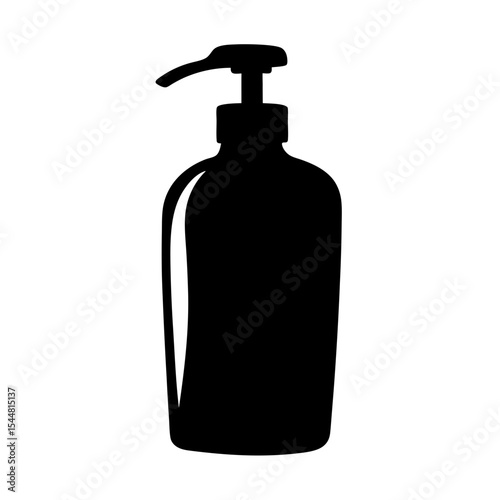 Silhouette of a liquid soap dispenser bottle with pump isolated on white