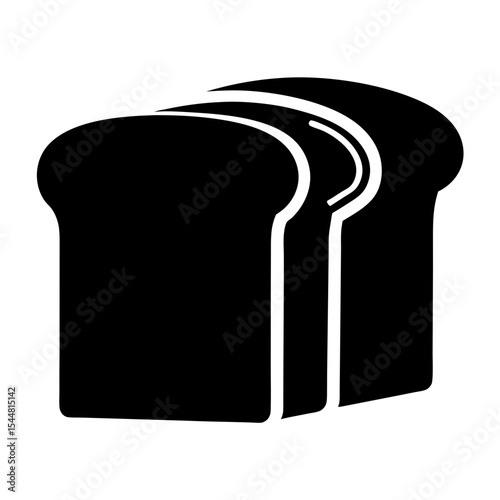 Three slices of bread in a loaf, simple black and white design