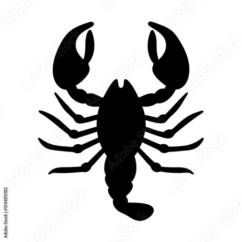 Silhouette of a black scorpion against a white background, simple illustration