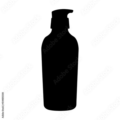 Silhouette of a bottle with pump dispenser for cosmetics and liquids