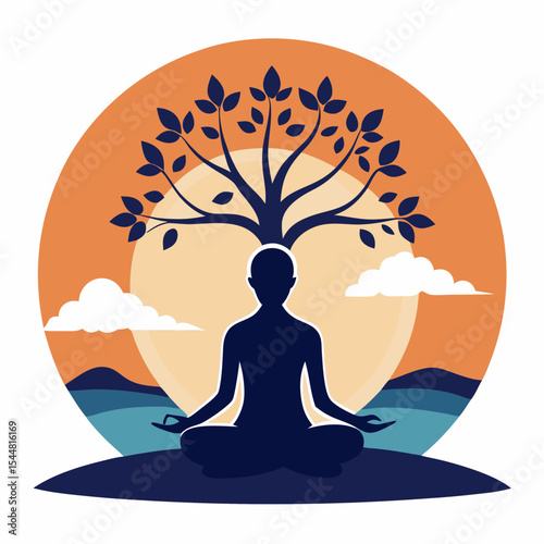 silhouette of yoga