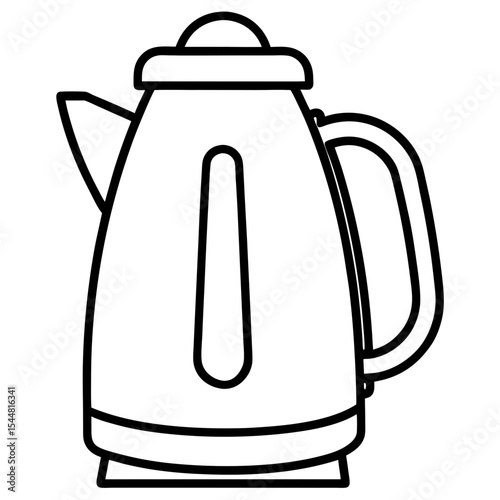 Electric Kettle Side View – Minimal Line Art on White