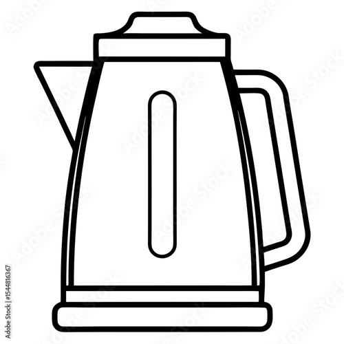 Electric Kettle Side View – Minimal Line Art on White