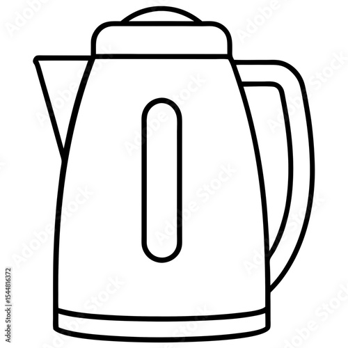 Electric Kettle Side View – Minimal Line Art on White