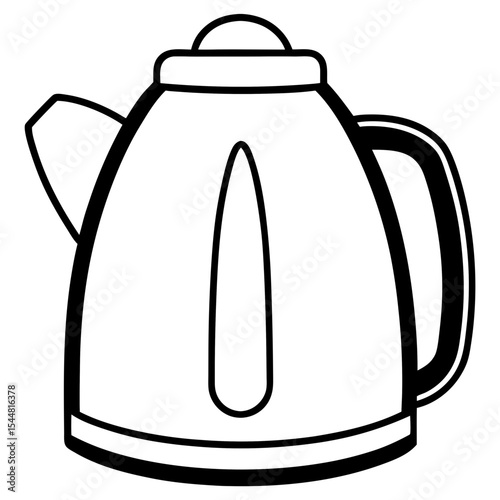 Electric Kettle Side View – Minimal Line Art on White