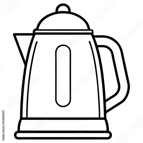 Electric Kettle Side View – Minimal Line Art on White