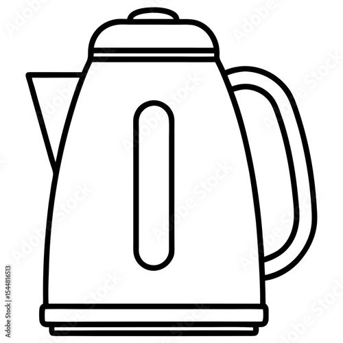 Electric Kettle Side View – Minimal Line Art on White
