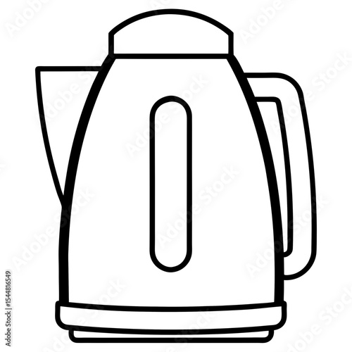 Electric Kettle Side View – Minimal Line Art on White