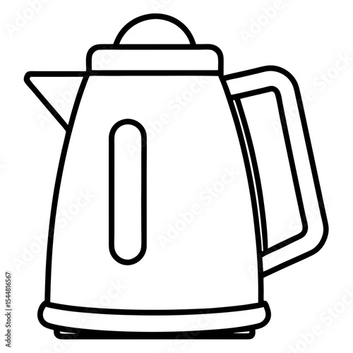 Electric Kettle Side View – Minimal Line Art on White