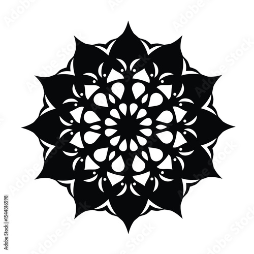 Intricate Black and White Mandala Design Geometric Floral Pattern