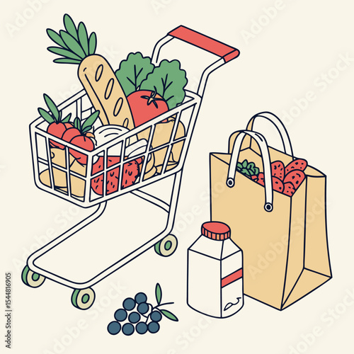 Grocery Shopping Fresh Produce, Dairy, and More in Your Cart
