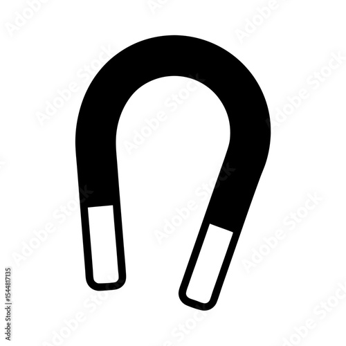 Black and white vector drawing of a horseshoe magnet on white