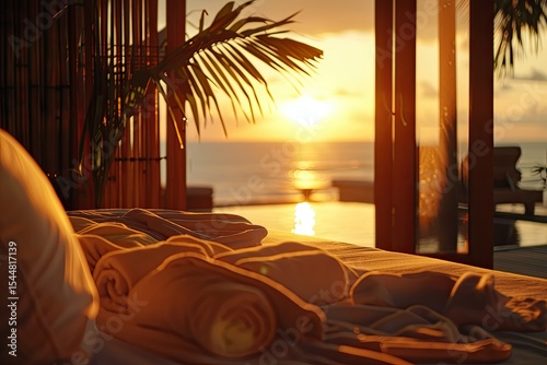 Ultra Quality Picture of Luxurious Bali Style Spa Room with Sunset Beachfront View