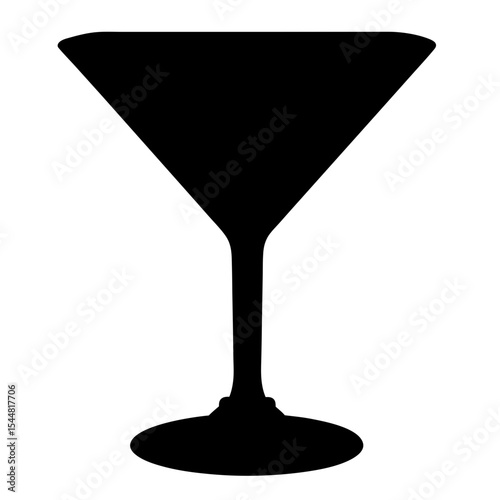 Silhouette of a classic cocktail glass, elegant and minimalistic design element