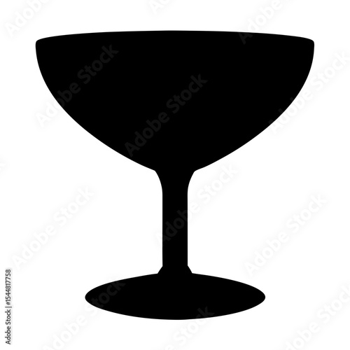 Silhouette of an elegant coupe glass, perfect for cocktails and drinks