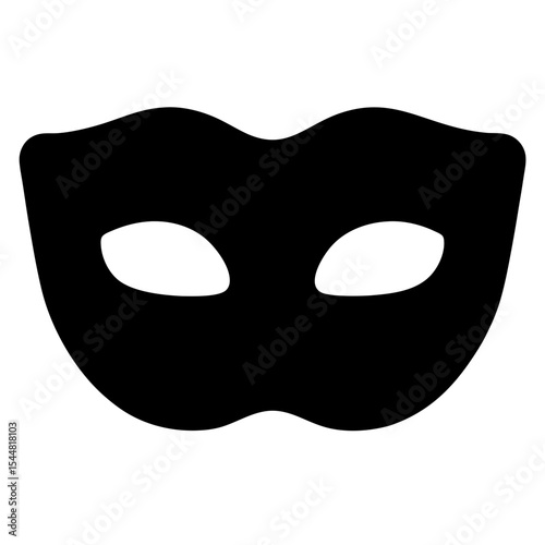 Black carnival or masquerade mask with eye holes, isolated on white