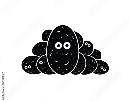 Potatoes with eyes icon vector in black color on white background.