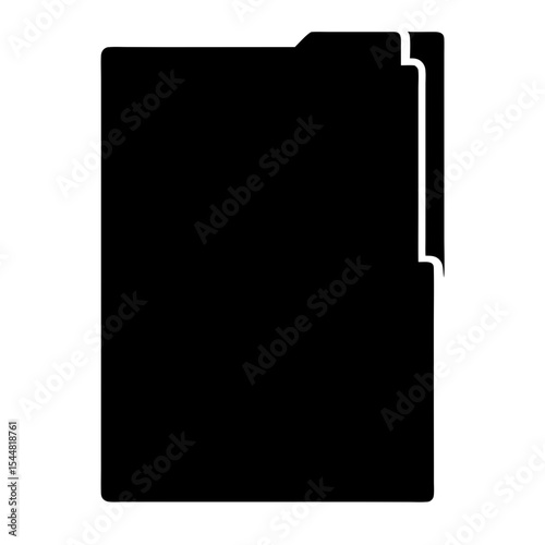 Black silhouette illustration of a file folder used for data storage
