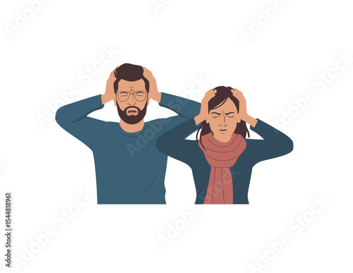 Husband wife bad relationship flat vector with white background. Vector illustration.