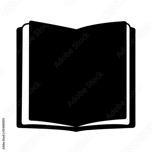 Silhouette of open book, inviting exploration and discovery through reading materials