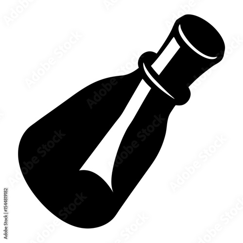 Stylized antique black and white potion bottle or vessel icon design