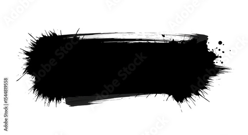 Black ink brush stroke isolated PNG with Transparent Background