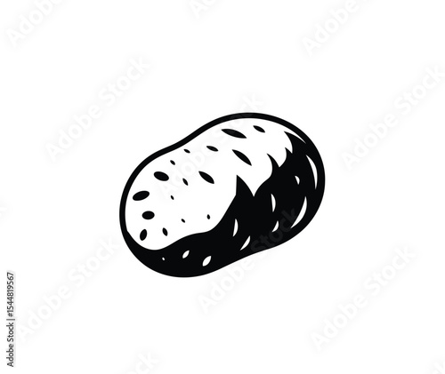 Potato icon vector in black color with white background.