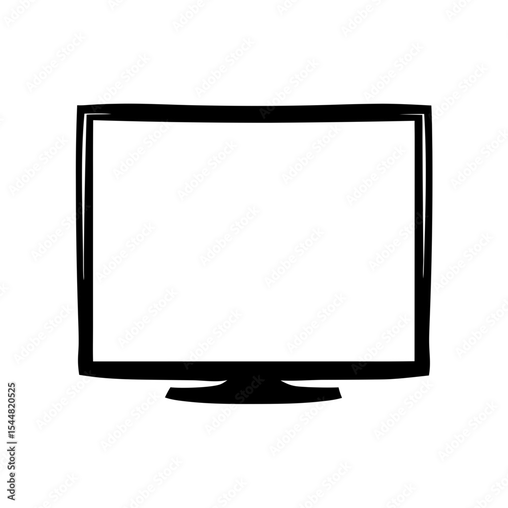 Black and white vector illustration of a modern computer monitor display Black and white vector illustration of a modern computer monitor display