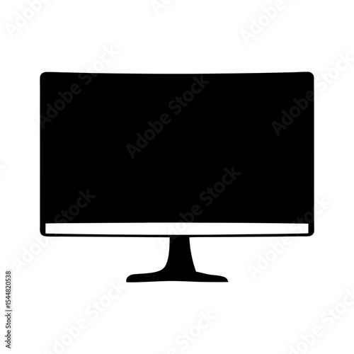 Sleek black computer monitor with curved screen and minimalist design on white