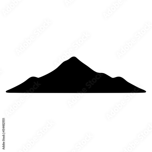 Single Black Mountain Silhouette Landscape with a prominent sharp peak in the center