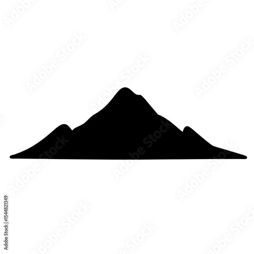 Black Silhouette of a Mountain Range on White Background for Design