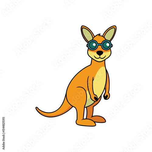 Flat and Minimal Kangaroo with Goggles Icon vector illustration