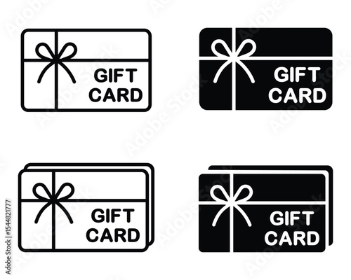Gift card icon. Shopping gift card vector icon. Gift voucher or loyalty card symbol. Cash back gift card sign in black and white color. Vector illustration.
