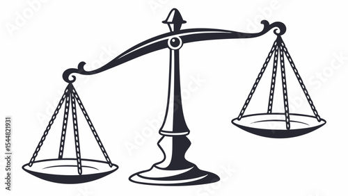 Silhouette of balance scale on blank background

