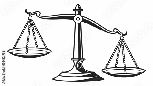 Silhouette of balance scale on blank background vector illustration 

