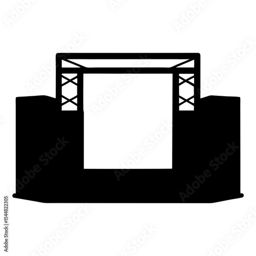 Black silhouette of a stage with trussing for a music event