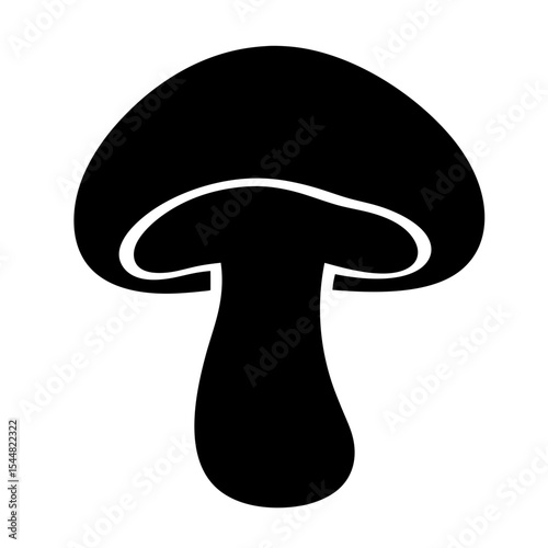 Simple black mushroom illustration on white background, minimal vector design