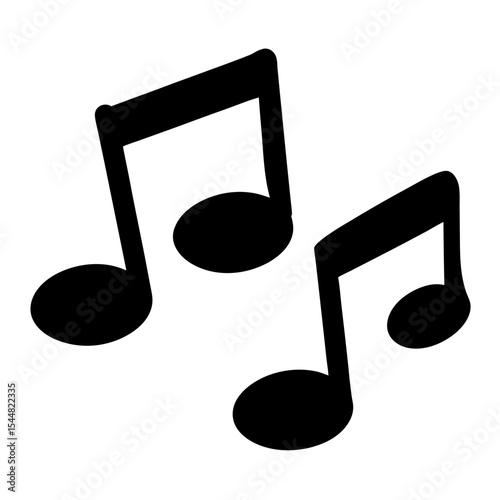 Two eighth musical notes isolated on a white background signifying melody