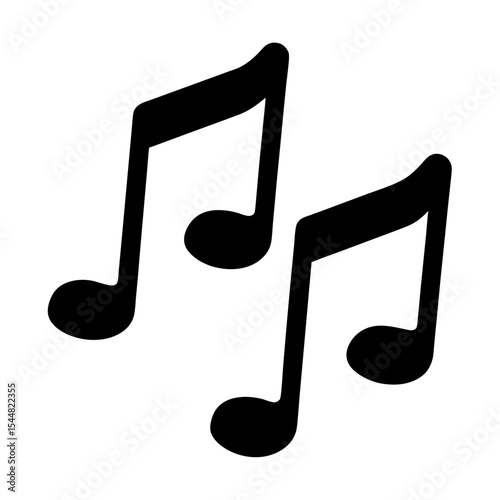 Two black musical notes floating on a white background for notation