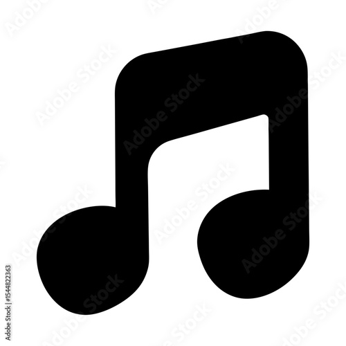 Stylized black and white illustration of a basic music note symbol